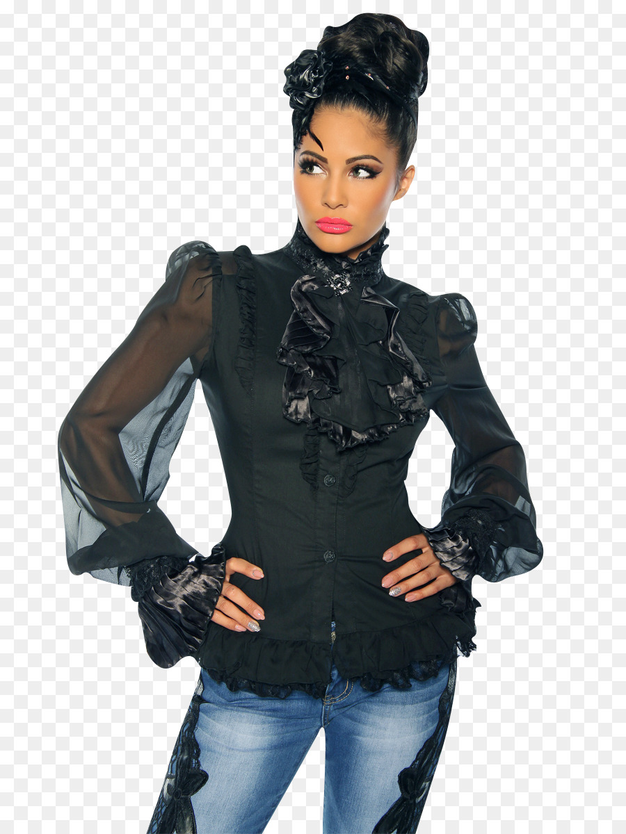 Femme En Chemisier Noir，Blouse PNG