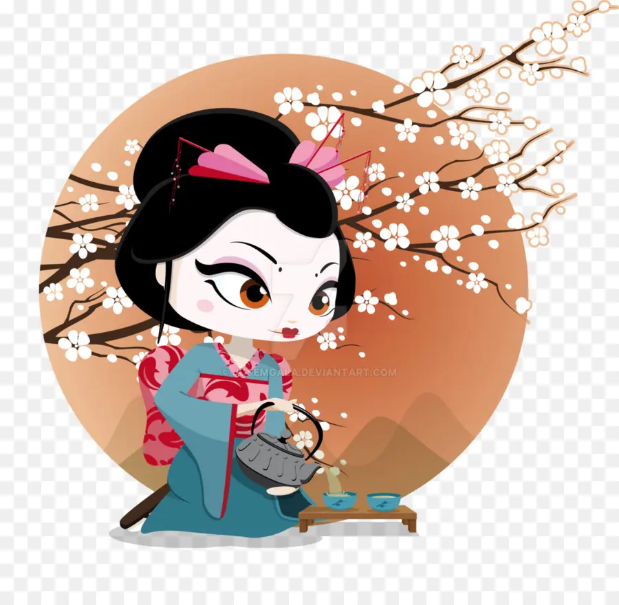 Geisha，Cérémonie Du Thé PNG