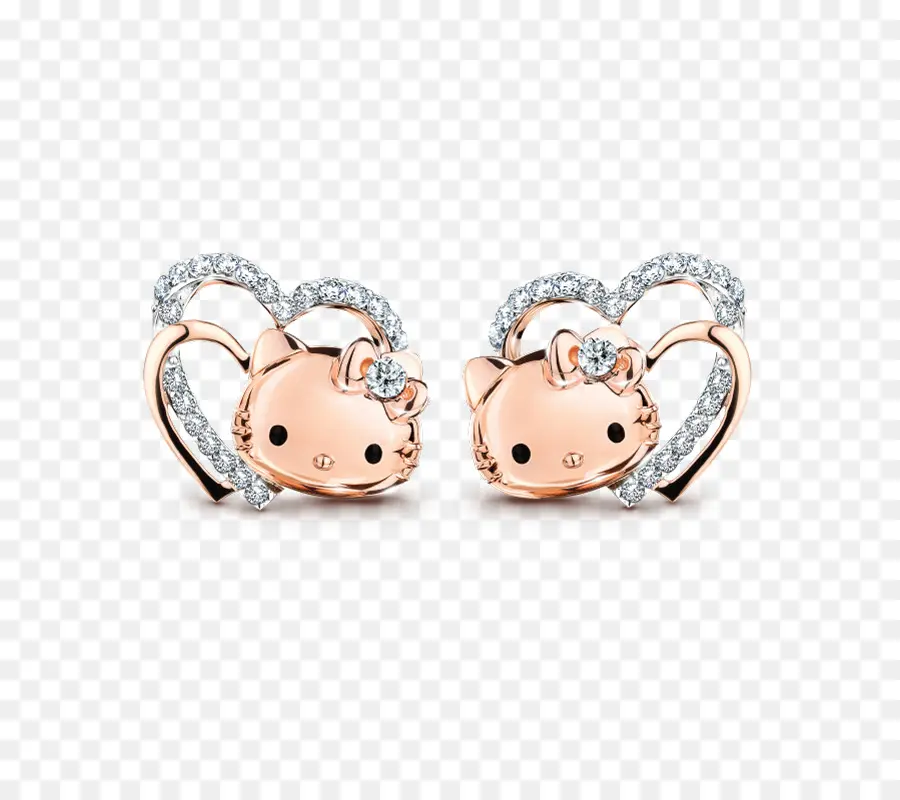 Boucles D'oreilles Hello Kitty，Cœurs PNG