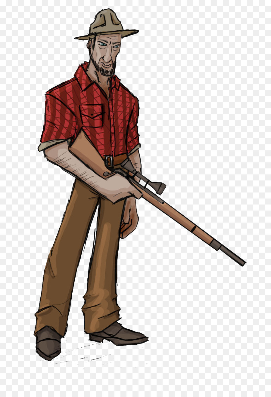 Homme De Dessin Animé Avec Fusil，Chasseur PNG