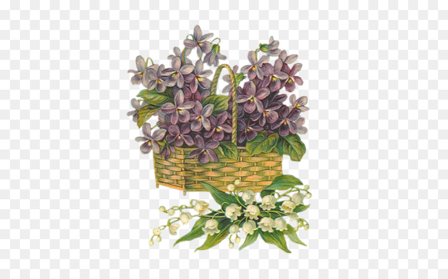 Panier De Fleurs Violettes，Panier PNG