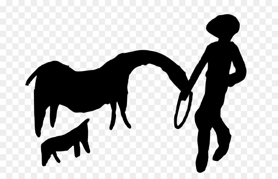 Silhouette D'un Cow Boy Avec Des Animaux，Cow Boy PNG