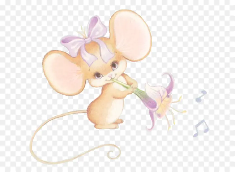 Souris Avec Fleur，Arc PNG