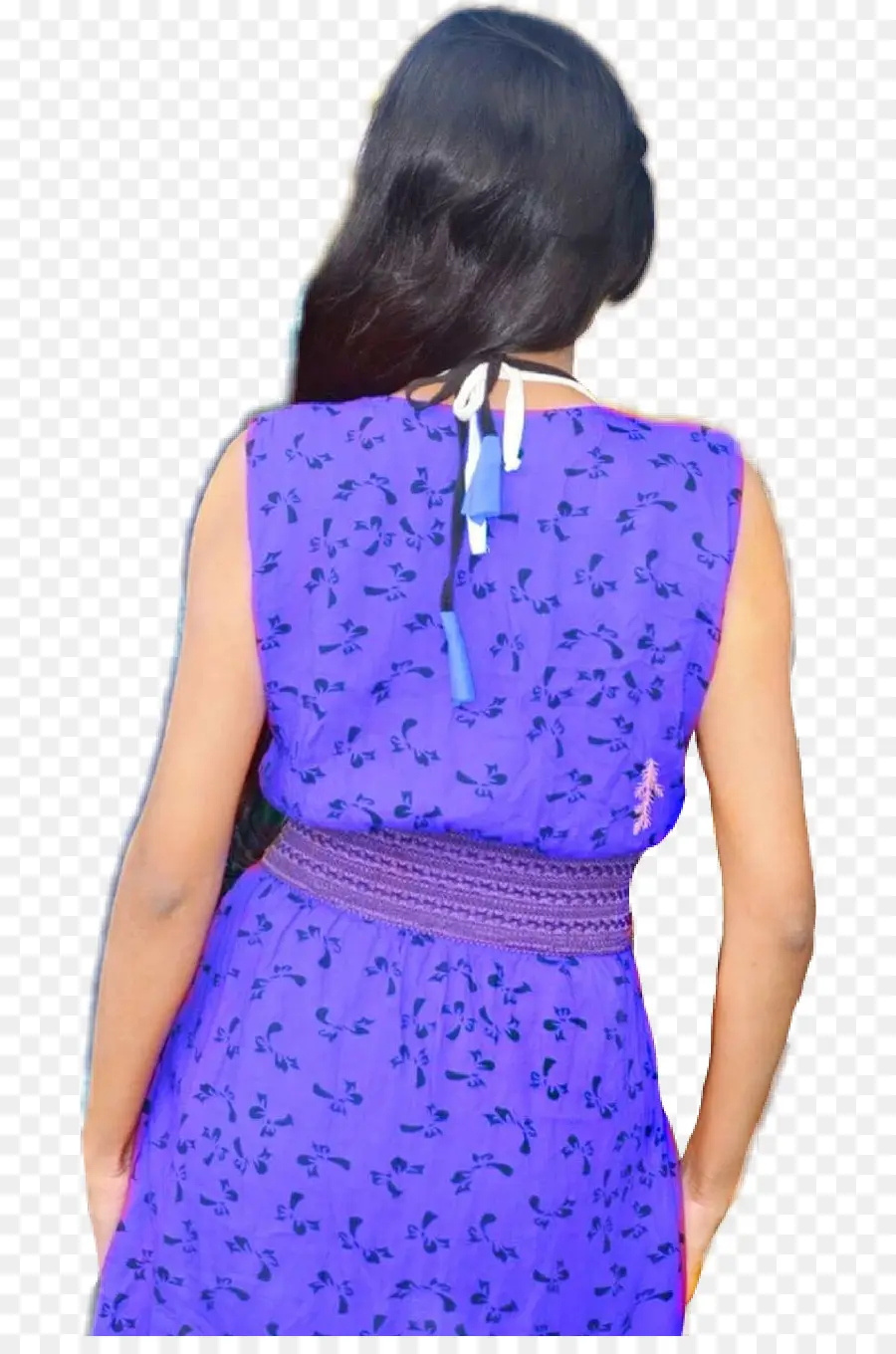 Femme En Robe Bleue，Vue Arrière PNG