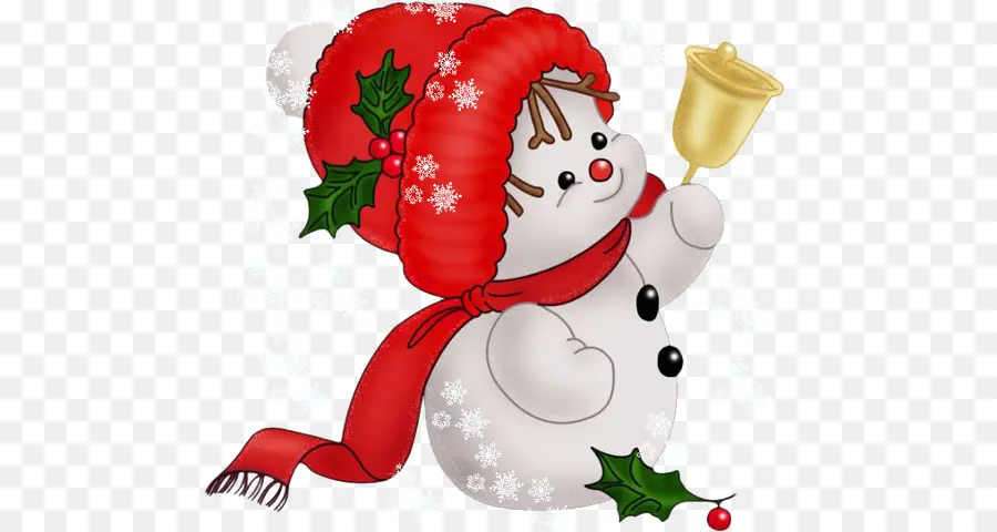 Bonhomme De Neige Avec Cloche，Hiver PNG