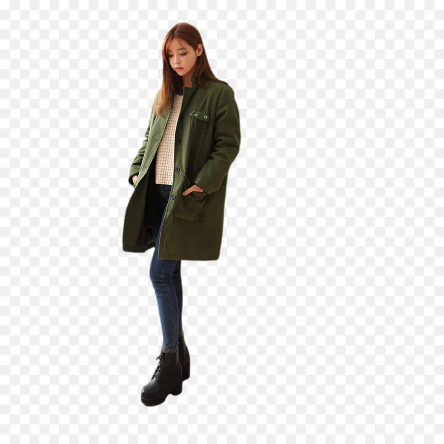 Femme Au Manteau Vert，Mode PNG