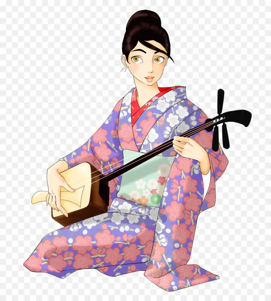 Femme Jouant Au Shamisen，Shamisen PNG