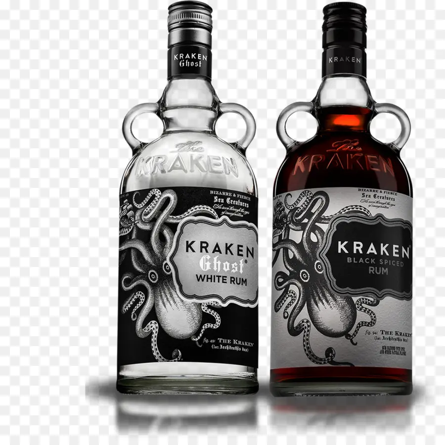 Bouteilles De Rhum Kraken，Noir Et Blanc PNG