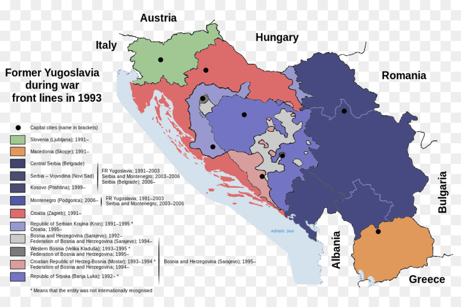 Carte De L'ex Yougoslavie，Lignes De Front De Guerre PNG