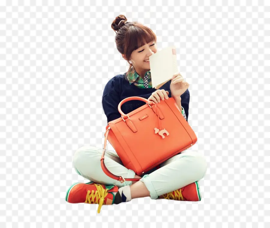 Femme Avec Sac Orange，Sac à Main PNG