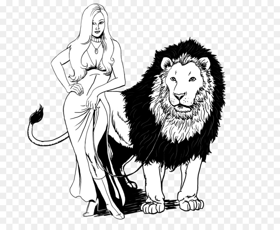 Femme Et Lion，Animal PNG