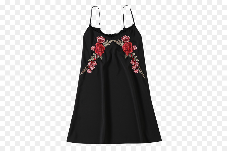 Robe Noire Avec Broderie Florale，Robe PNG