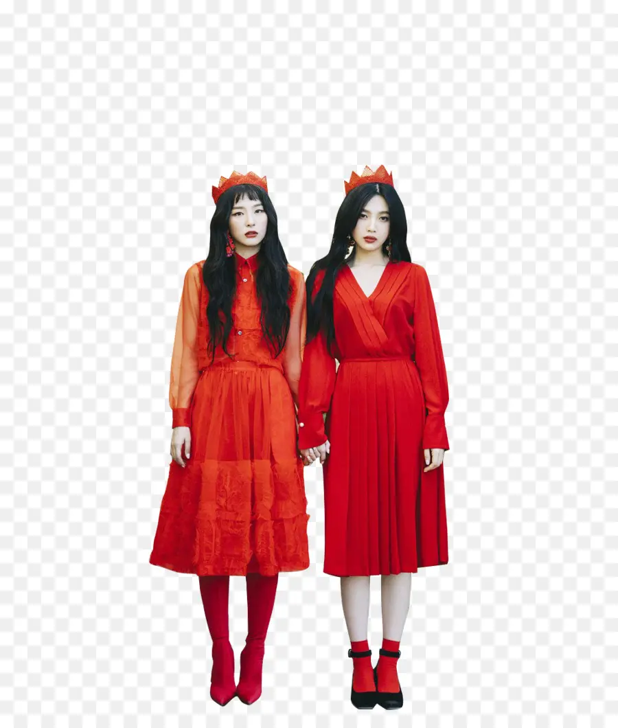 Deux Femmes En Robes Rouges，Mode PNG