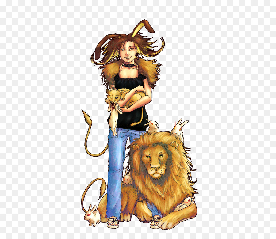 Femme Avec Des Animaux，Lion PNG