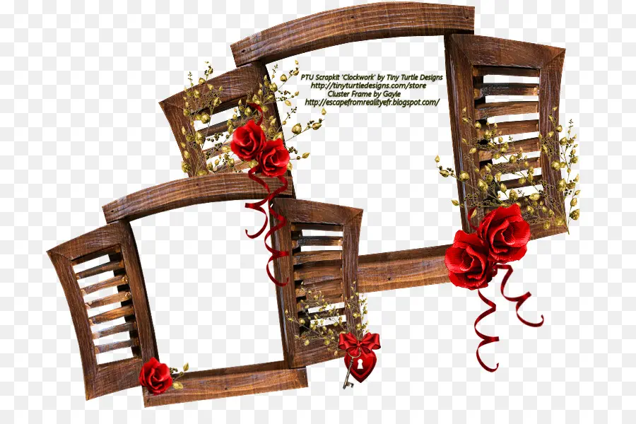 Cadre En Bois，Roses PNG