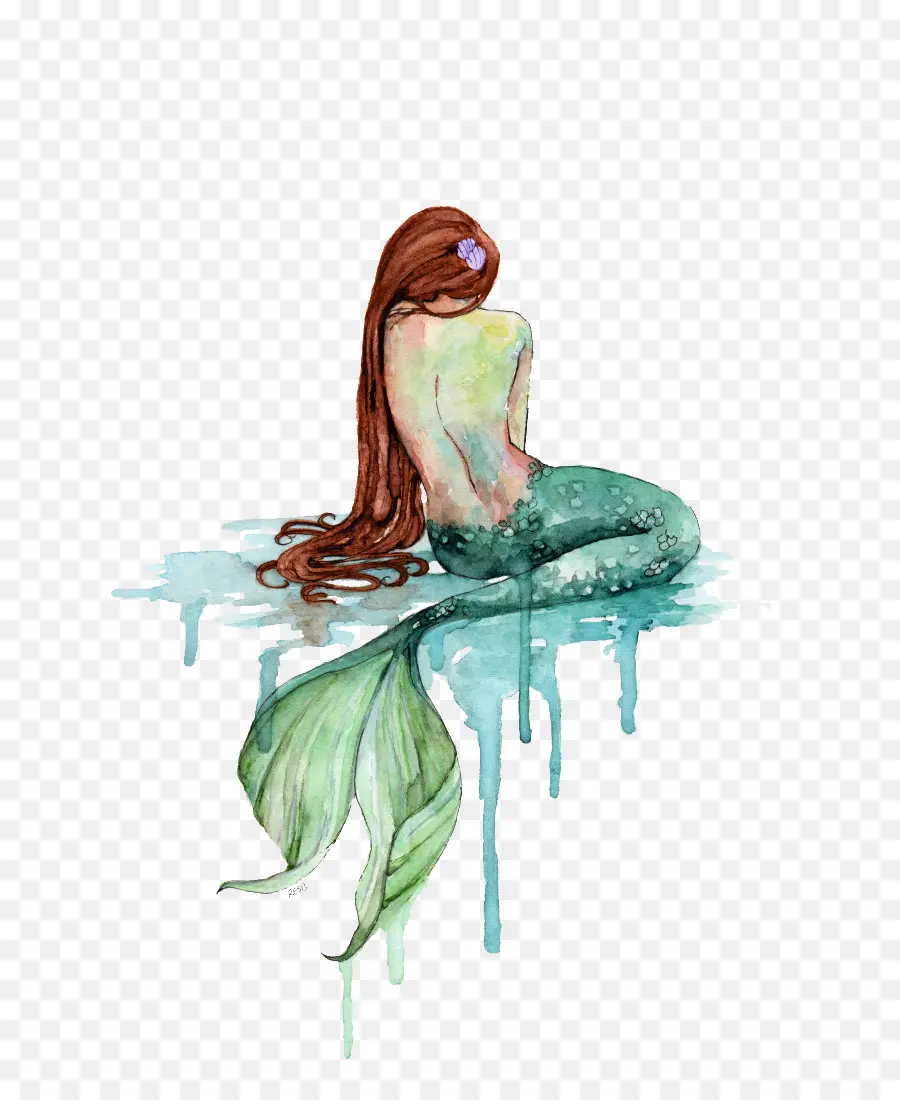 Sirène，Peinture à L Aquarelle PNG