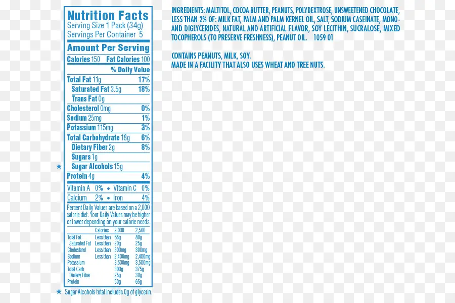 Faits Nutritionnels，Ingrédients PNG