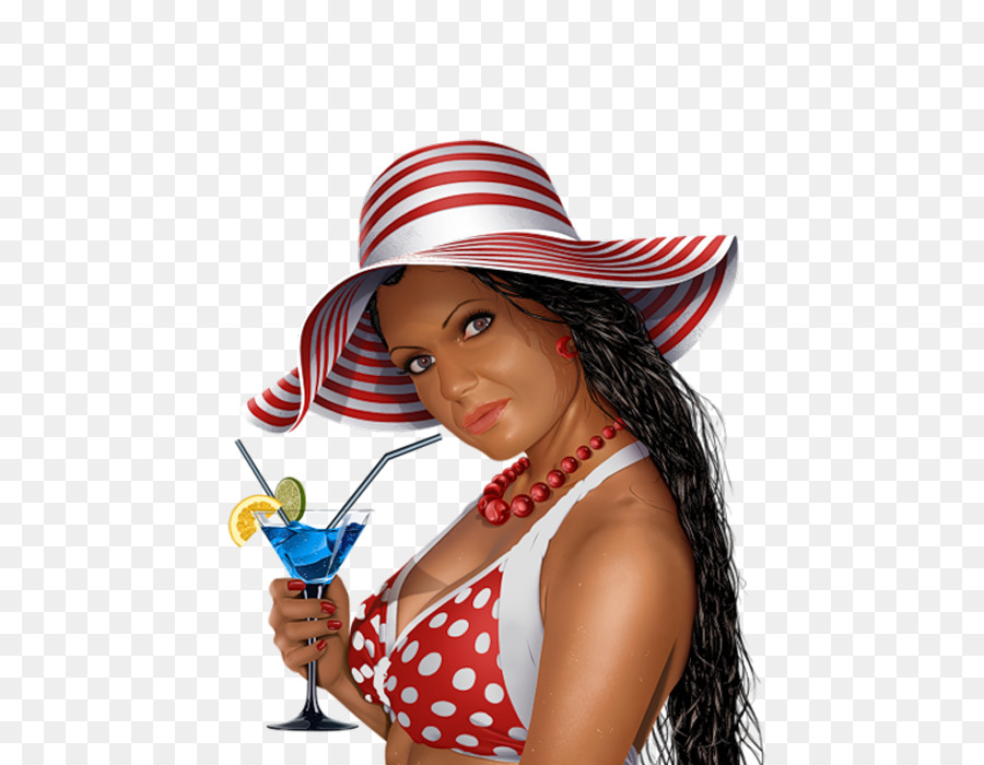 Femme Avec Boisson，Chapeau PNG