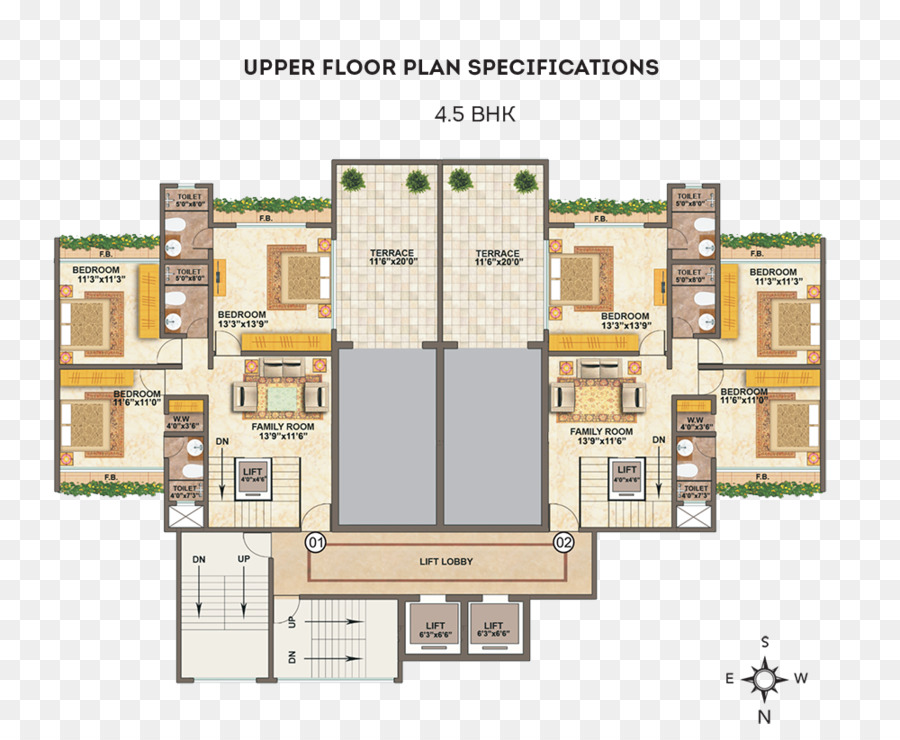 Plan D étage，Façade PNG