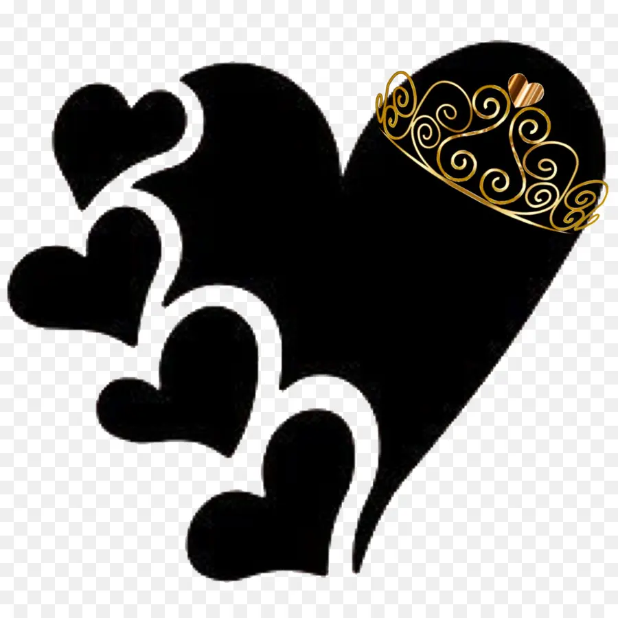 Coeur Noir Avec Couronne，Noir PNG