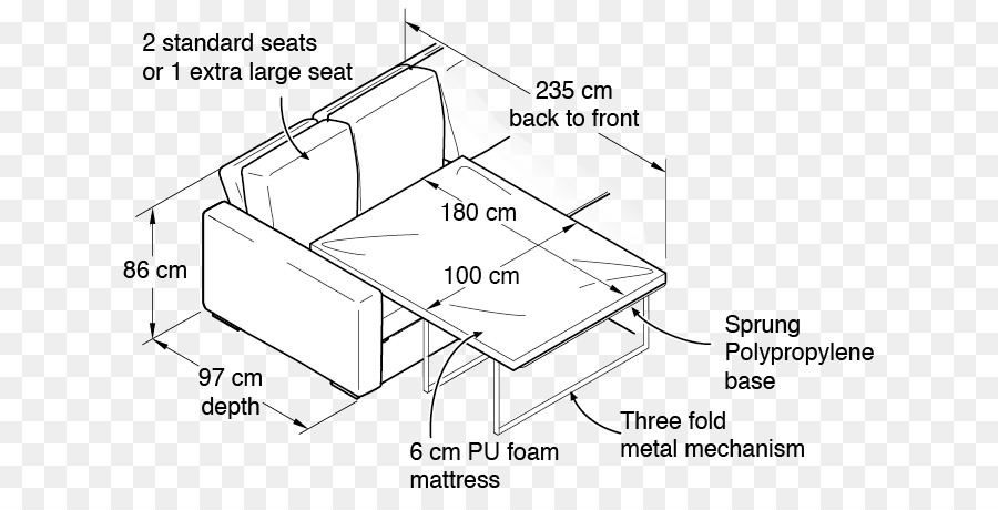 Canapé Lit，Dimensions PNG