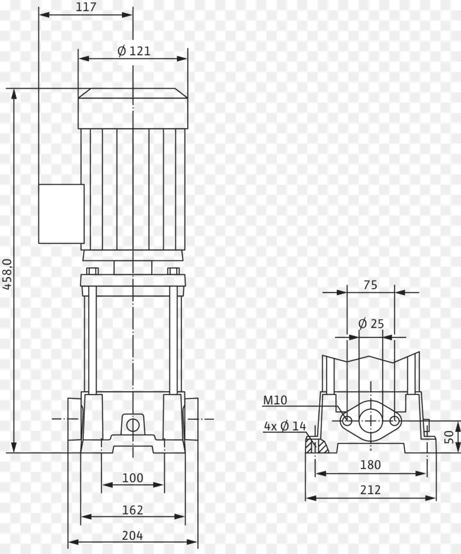 Pompe Submersible，Dessin Technique PNG