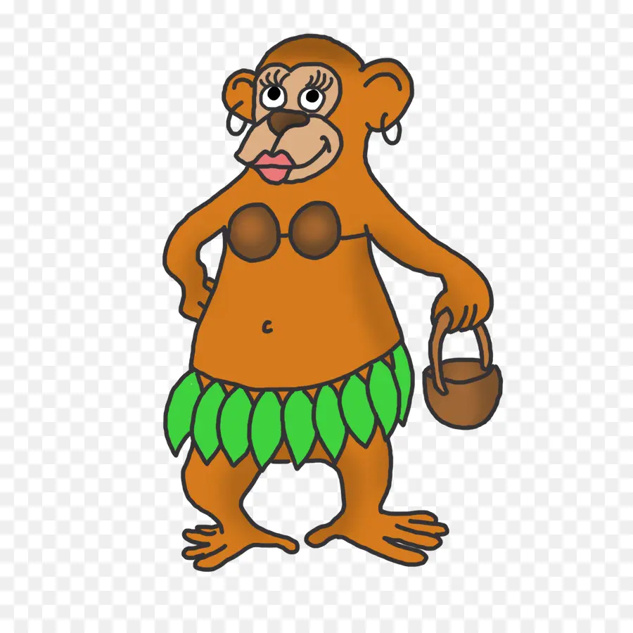 Singe De Dessin Animé，Jupe Hula PNG