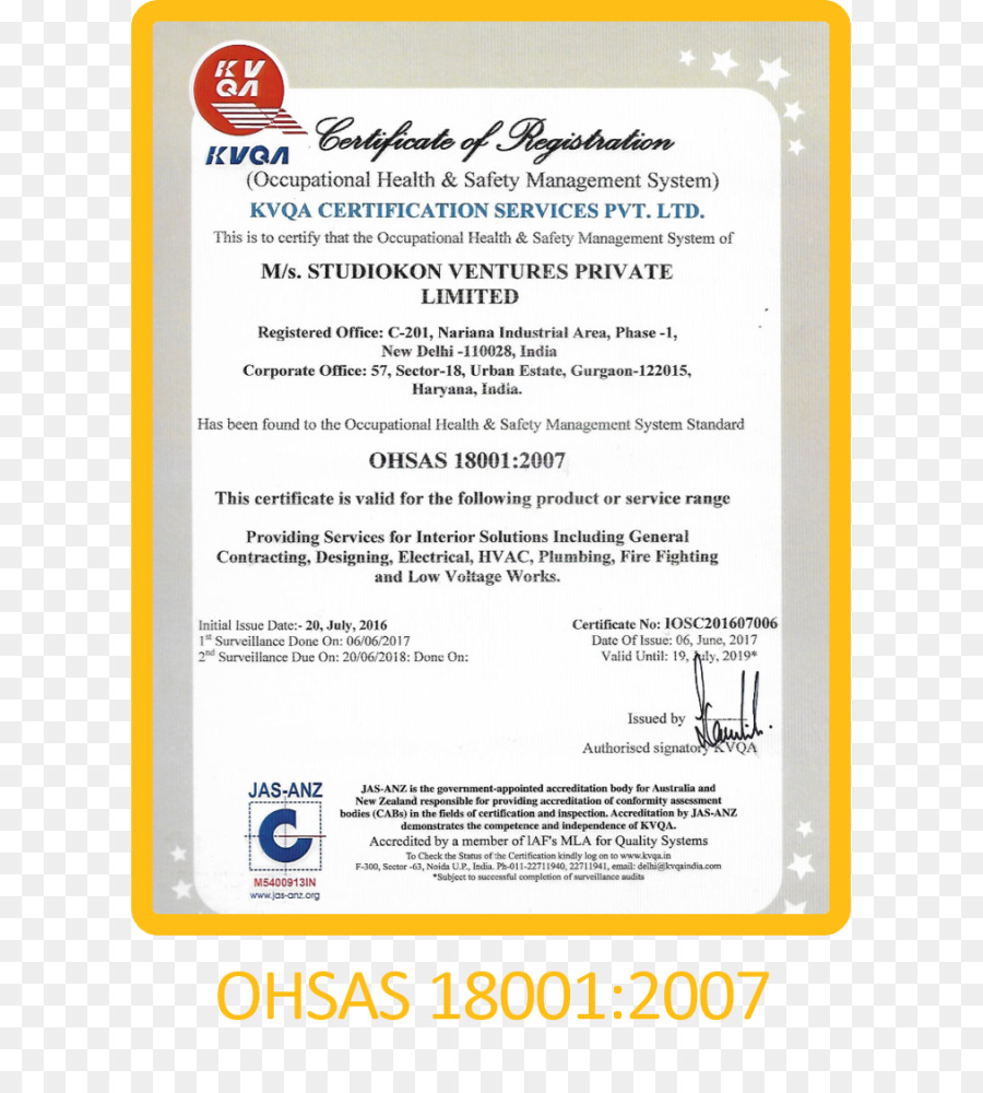 Certificat Ohsas，Sécurité PNG