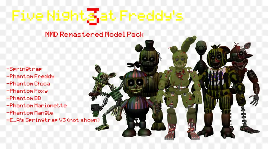 Cinq Nuits Chez Freddy's Personnages，Pack De Modèles Remasterisés Mmd PNG