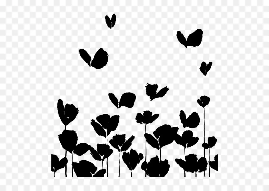 Papillons Et Fleurs，Silhouette PNG