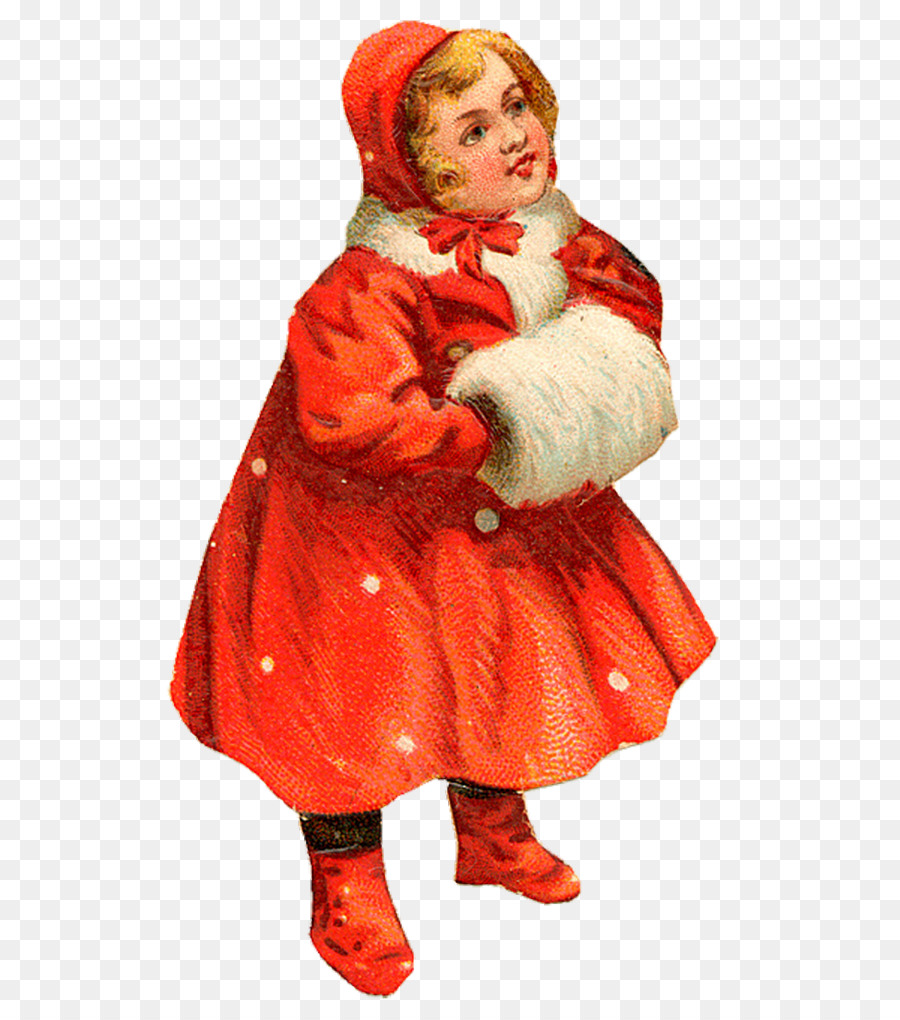 Fille En Manteau Rouge，Hiver PNG