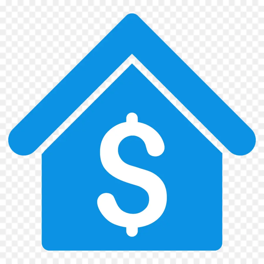 Maison Avec Signe Dollar，Bleu PNG