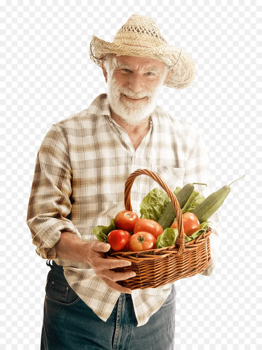 Fermier Avec Des Légumes，Panier PNG