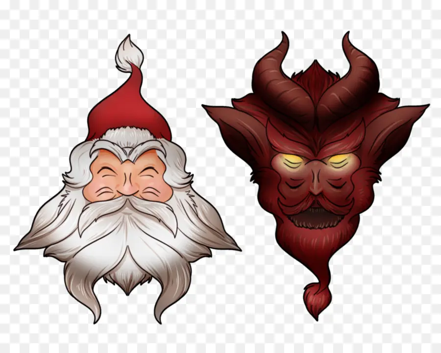 Visages Du Père Noël Et Du Démon，Noël PNG