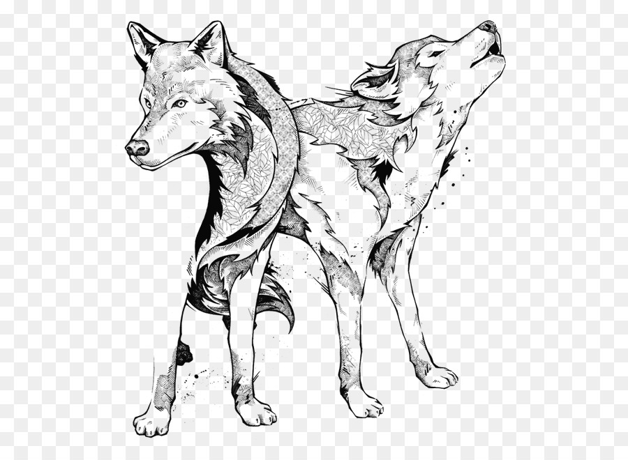 Loup Gris Lart En Ligne Noir Et Blanc Png Loup Gris Lart En Ligne Noir Et Blanc Transparentes Png Gratuit