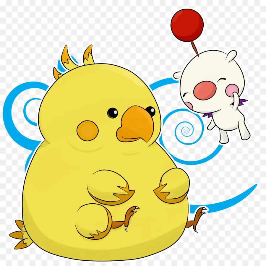 Chocobo Et Moogle，Oiseau Jaune PNG