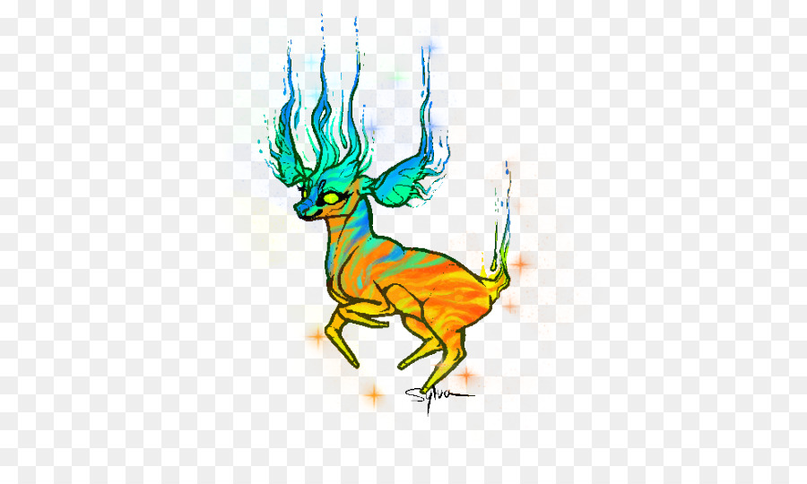 Cerf Coloré，Fantaisie PNG