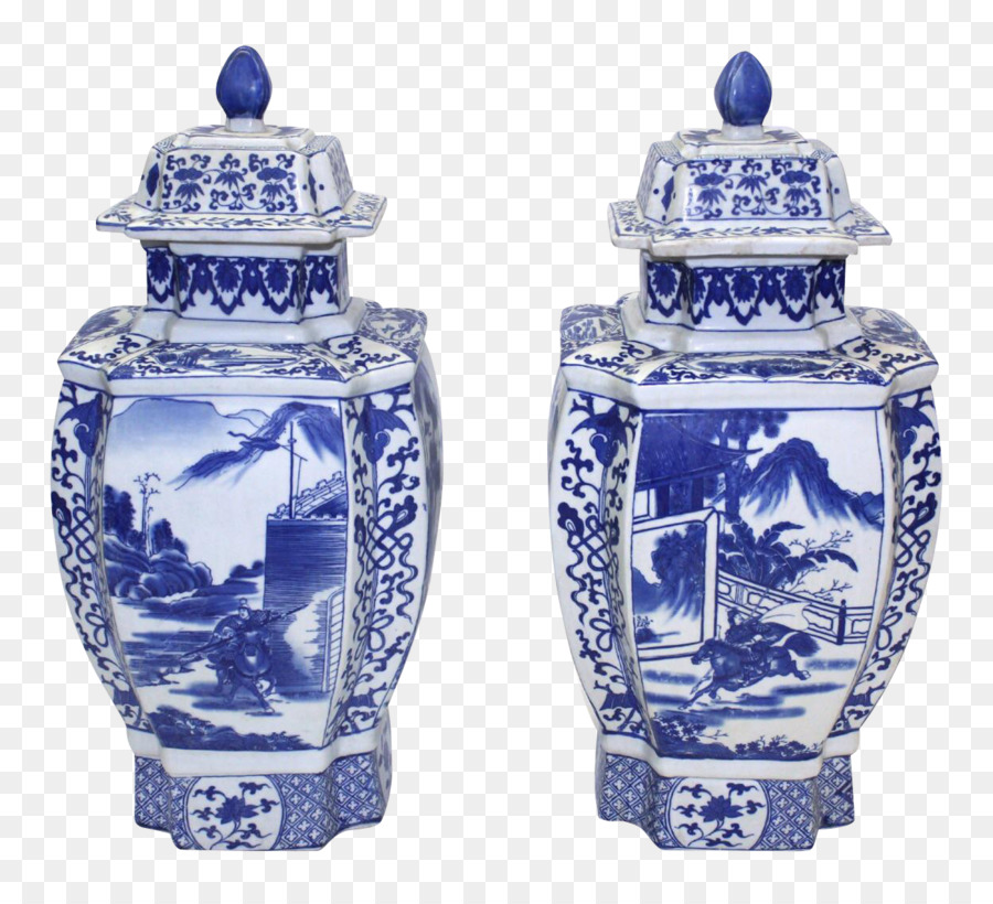 Bleu Et Blanc De La Poterie，Vase PNG