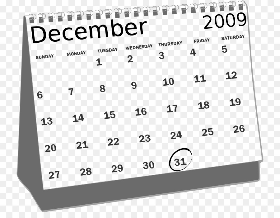 Calendrier De Décembre，2009 PNG