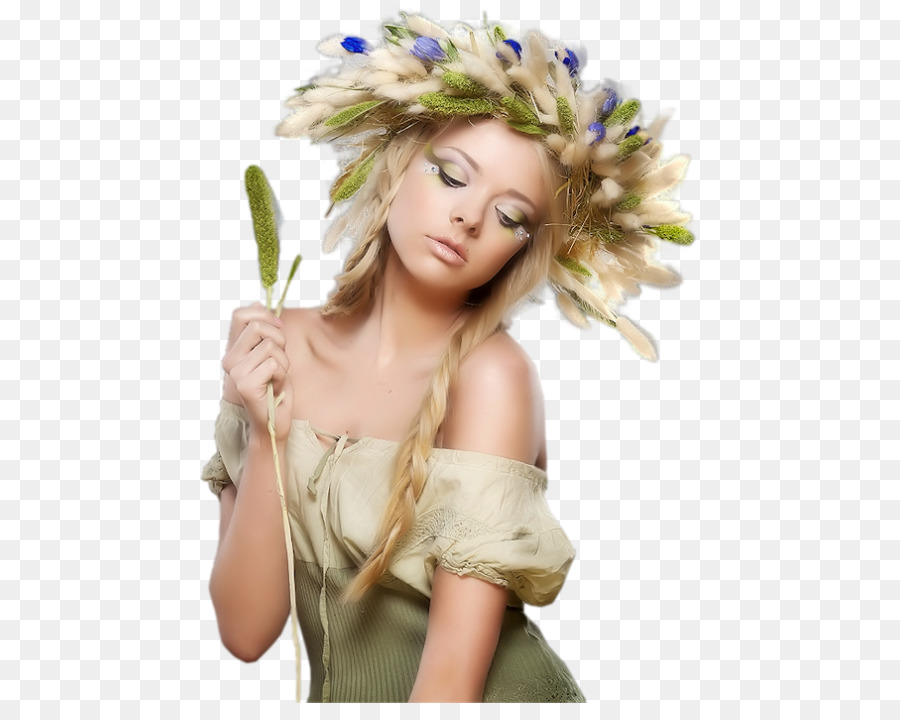 Femme Avec Couronne De Fleurs，Modèle PNG