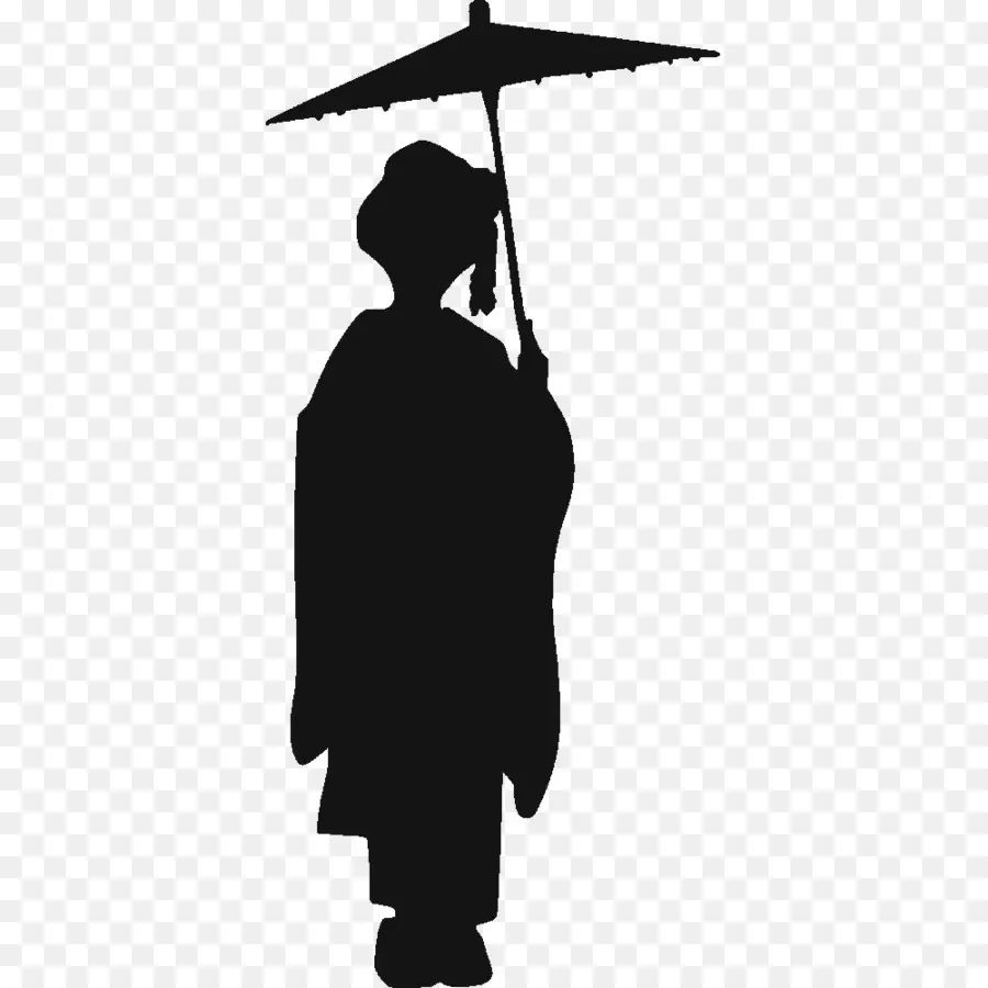 Silhouette De Geisha，Parapluie PNG