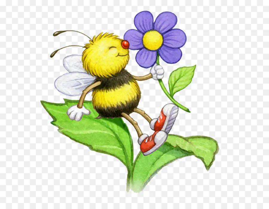 Abeille Avec Fleur，Insecte PNG