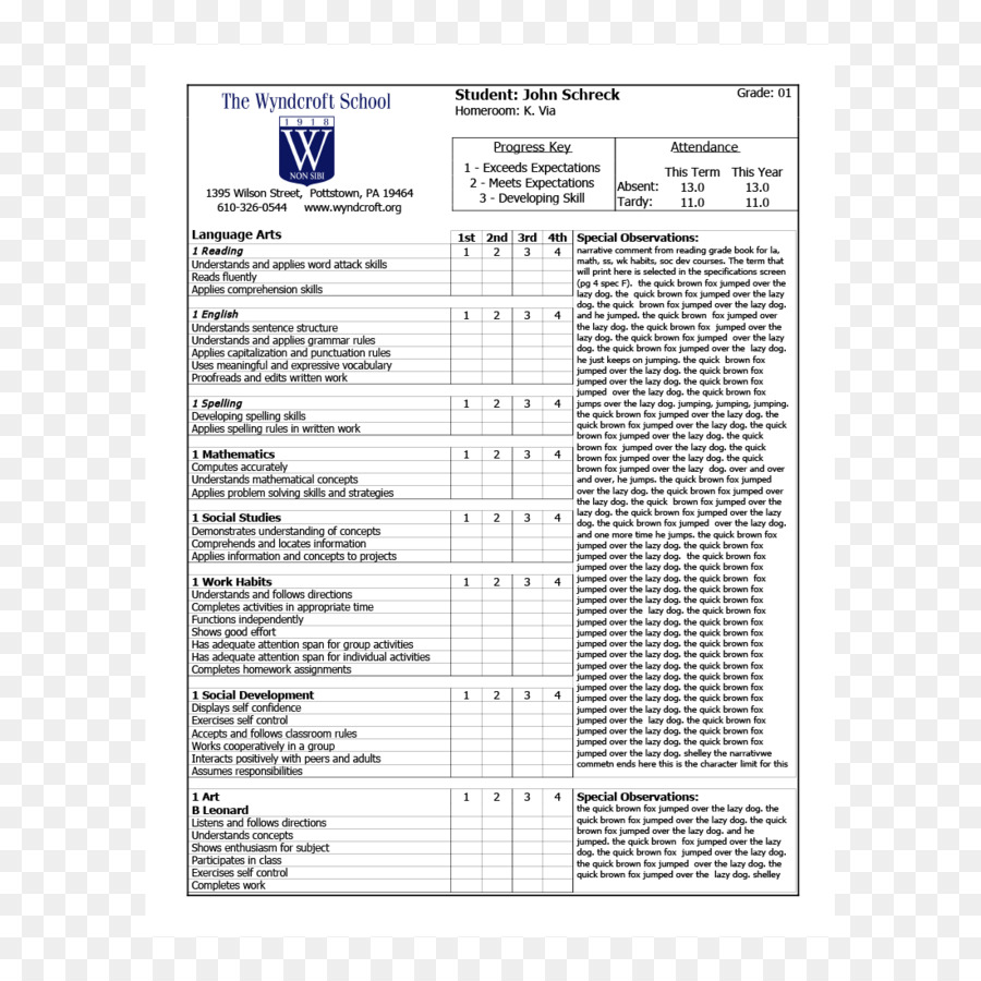 Carte De Rapport，étudiant PNG