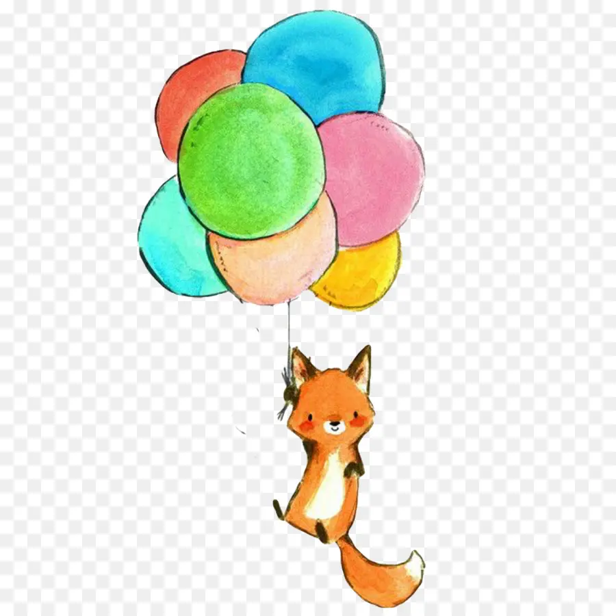 Renard Avec Des Ballons，Animal PNG