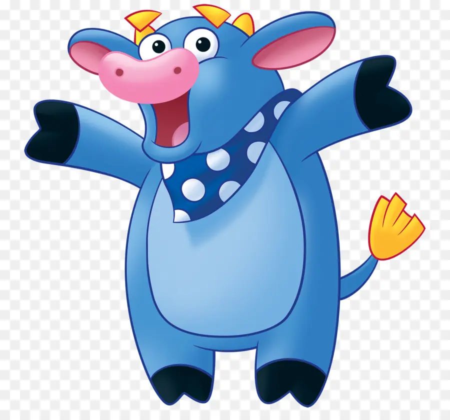 Vache De Dessin Animé Bleu，Heureux PNG