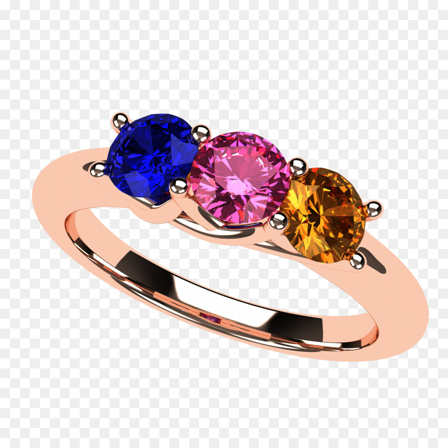 Bague Avec Pierres Précieuses Violettes，Or PNG