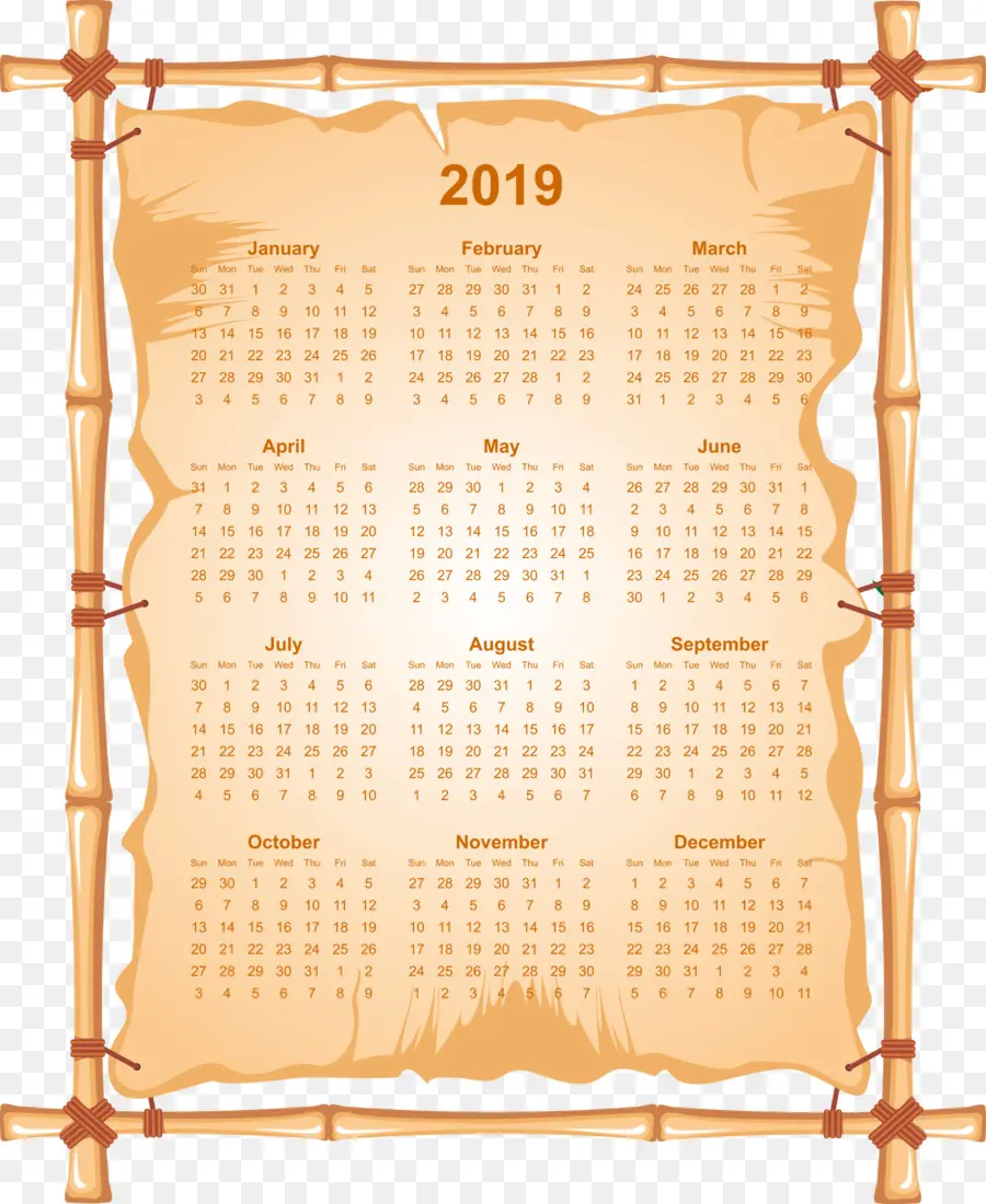 Calendrier 2019，Année PNG