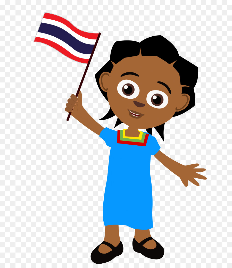 Fille Avec Drapeau，Enfant PNG