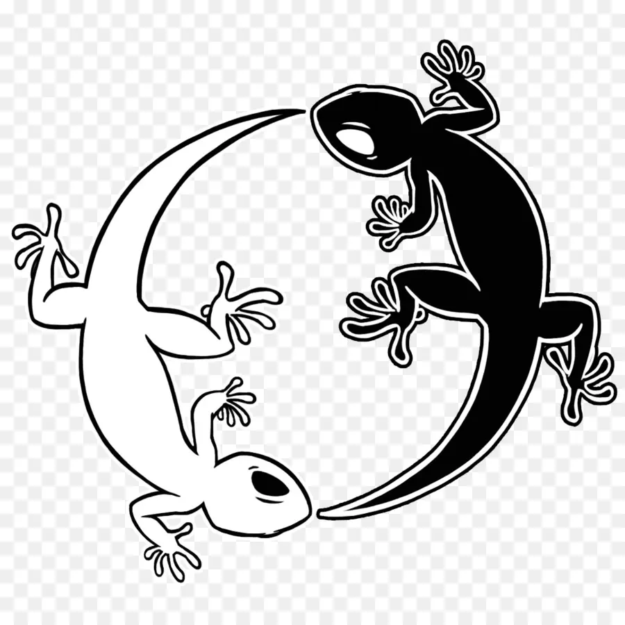 Lézards Yin Yang，Noir PNG