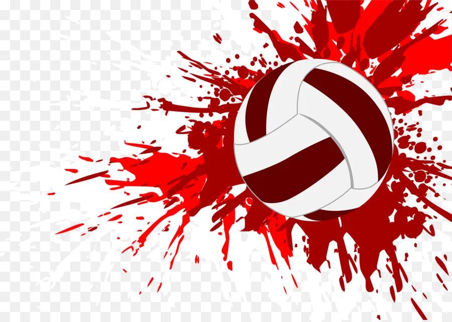 Volley Ball Avec Red Splash，Volley Ball PNG